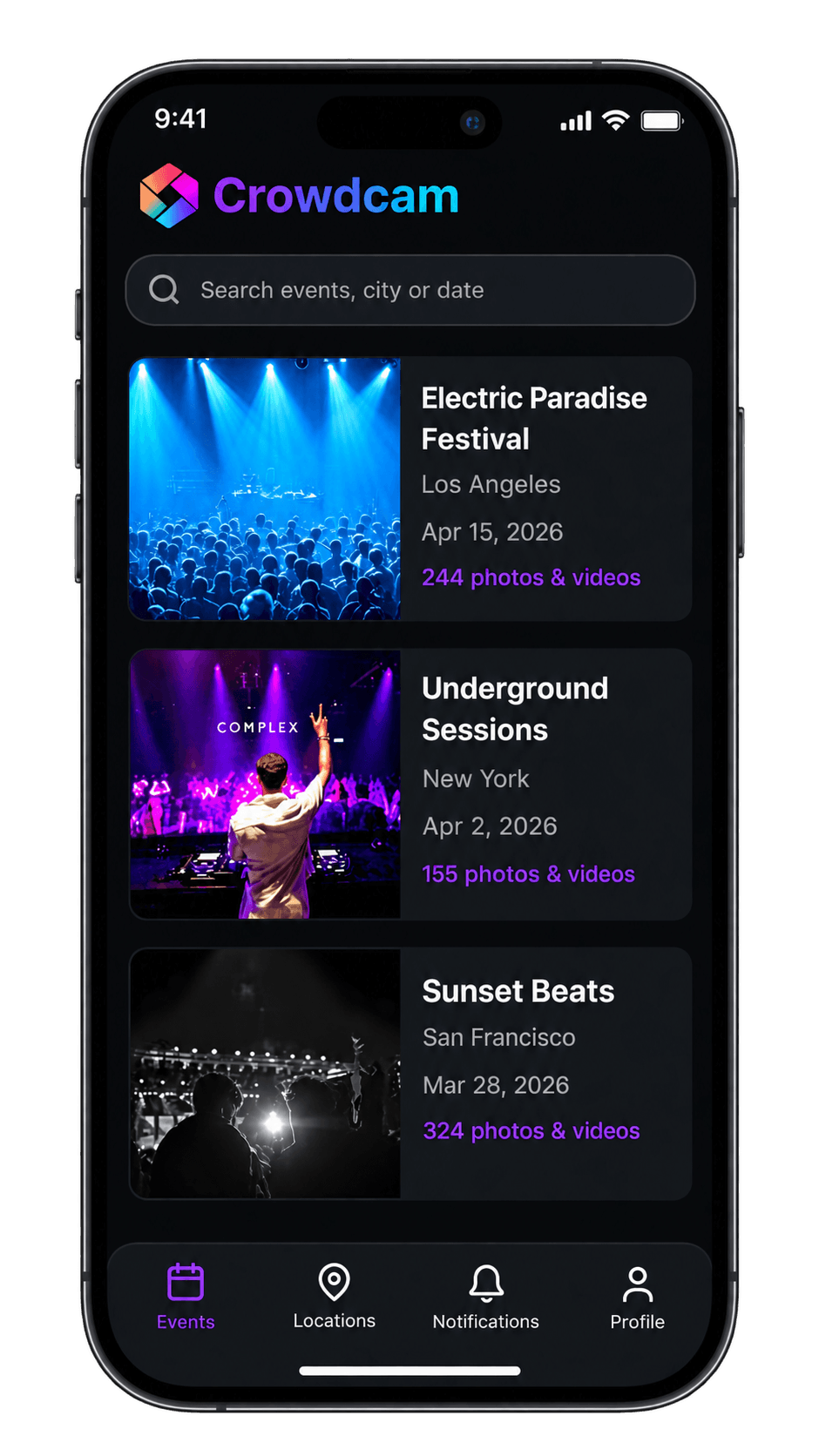 CrowdCam - Mobile Event Management Application
